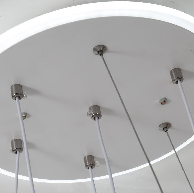 ثريا LED بتصميم آرت ديكو عصري من الألومنيوم والسيليكون وشريط قوسي من الأكريليك وكرة كروية لغرفة المعيشة