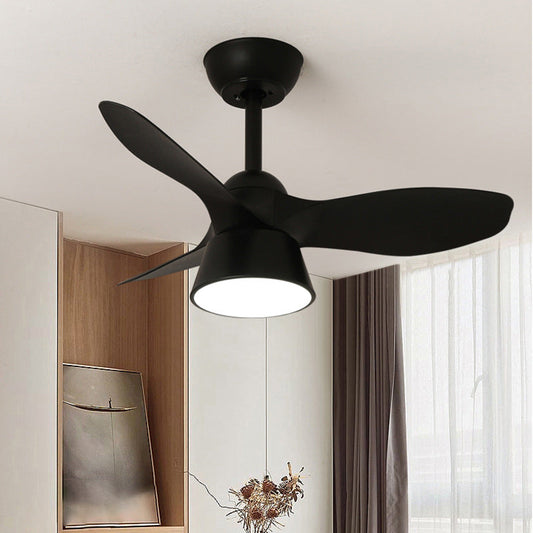 Modern Minimalist Round Acrylic Shade PVC Fan LED Downrods Ceiling Fan Light For Bedroom