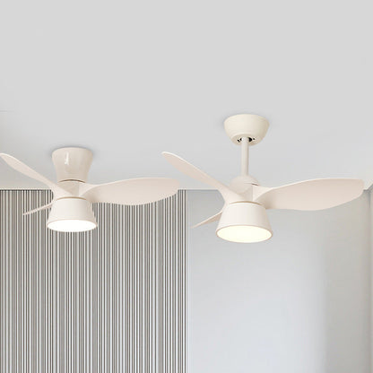 Modern Minimalist Round Acrylic Shade PVC Fan LED Downrods Ceiling Fan Light For Bedroom