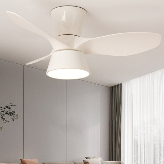Modern Minimalist Round Acrylic Shade PVC Fan LED Semi-Flush Mount Ceiling Fan Light For Bedroom