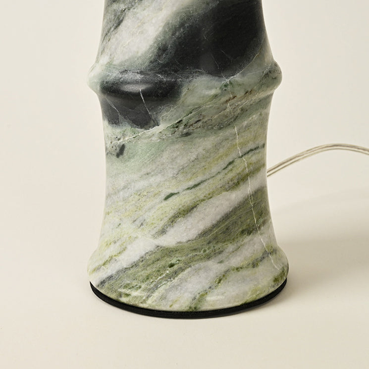 Modern Luxury Fabric Shade Marble Imitation Bamboo Knot Base 1-Light Table Lamp For Bedroom