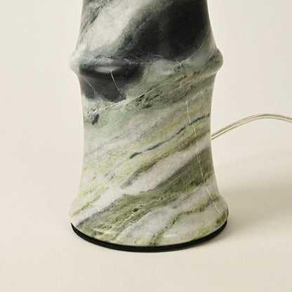 Modern Luxury Fabric Shade Marble Imitation Bamboo Knot Base 1-Light Table Lamp For Bedroom
