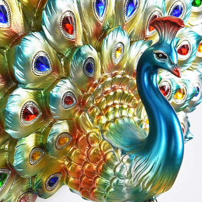 Contemporary Creative Resin Peacock Crystal Ball Shade 1-Light Wall Sconce Lamp For Living Room