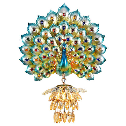 Contemporary Creative Resin Peacock Crystal Ball Shade 1-Light Wall Sconce Lamp For Living Room