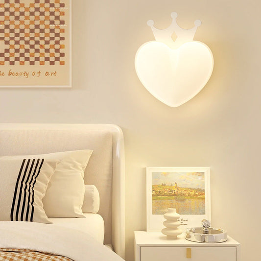 Contemporary Creative PE Crown Heart Shade Iron LED Wall Sconce Lamp For Living Room