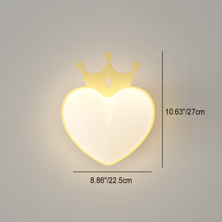 Contemporary Creative PE Crown Heart Shade Iron LED Wall Sconce Lamp For Living Room