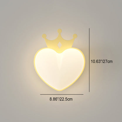 Contemporary Creative PE Crown Heart Shade Iron LED Wall Sconce Lamp For Living Room