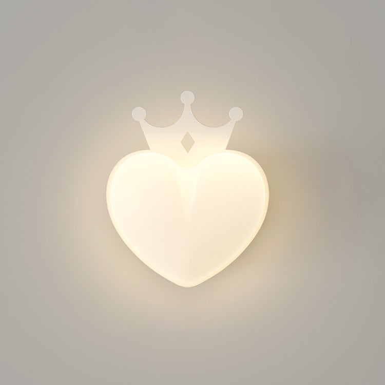 Contemporary Creative PE Crown Heart Shade Iron LED Wall Sconce Lamp For Living Room