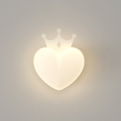 Contemporary Creative PE Crown Heart Shade Iron LED Wall Sconce Lamp For Living Room