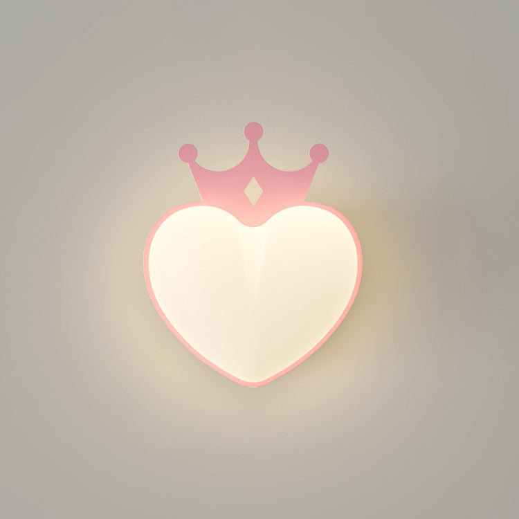 Contemporary Creative PE Crown Heart Shade Iron LED Wall Sconce Lamp For Living Room