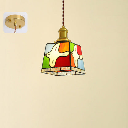 Traditional Tiffany Dove Of Peace Stained Glass Square 1-Light Pendant Light For Dining Room
