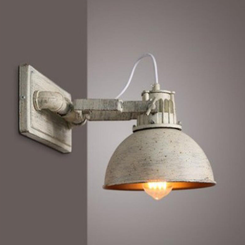 Traditional Vintage Distressed Iron Semicircle 1-Light Wall Sconce Lamp For Dining Room