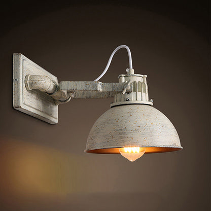 Traditional Vintage Distressed Iron Semicircle 1-Light Wall Sconce Lamp For Dining Room