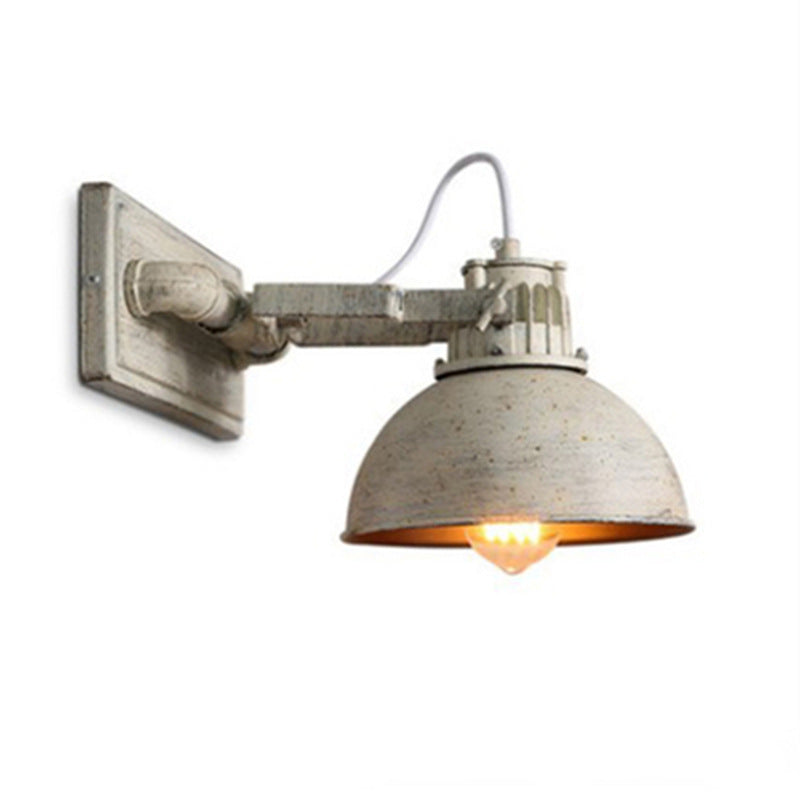 Traditional Vintage Distressed Iron Semicircle 1-Light Wall Sconce Lamp For Dining Room