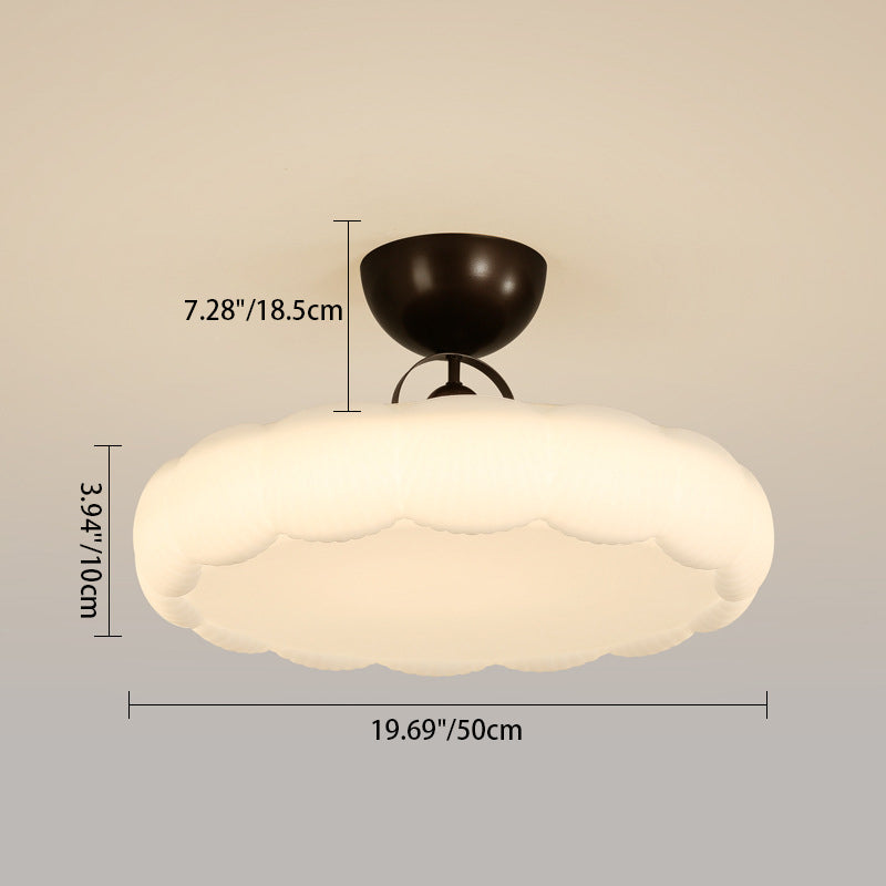 Modern Simplicity Cloud PE Shade Iron LED Semi-Flush Mount Ceiling Light For Bedroom