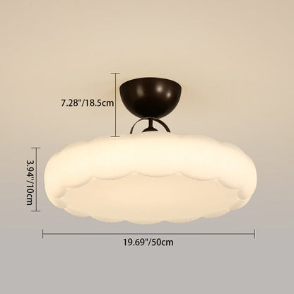 Modern Simplicity Cloud PE Shade Iron LED Semi-Flush Mount Ceiling Light For Bedroom
