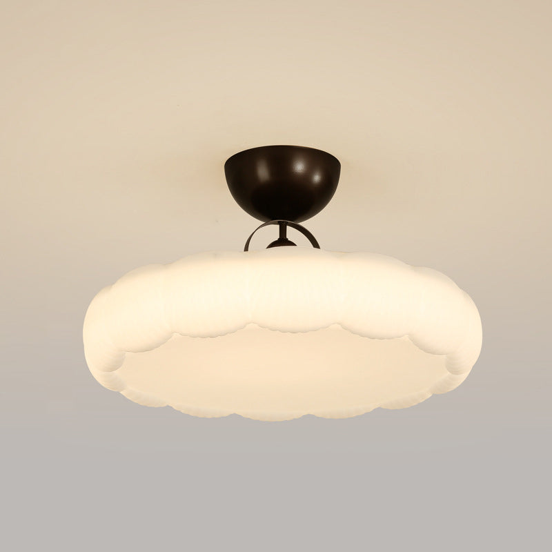 Modern Simplicity Cloud PE Shade Iron LED Semi-Flush Mount Ceiling Light For Bedroom