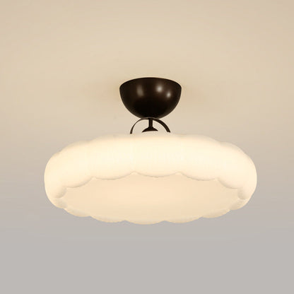 Modern Simplicity Cloud PE Shade Iron LED Semi-Flush Mount Ceiling Light For Bedroom