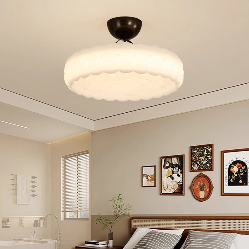 Modern Simplicity Cloud PE Shade Iron LED Semi-Flush Mount Ceiling Light For Bedroom