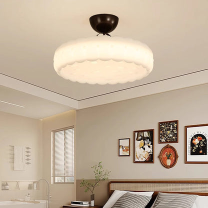 Modern Simplicity Cloud PE Shade Iron LED Semi-Flush Mount Ceiling Light For Bedroom