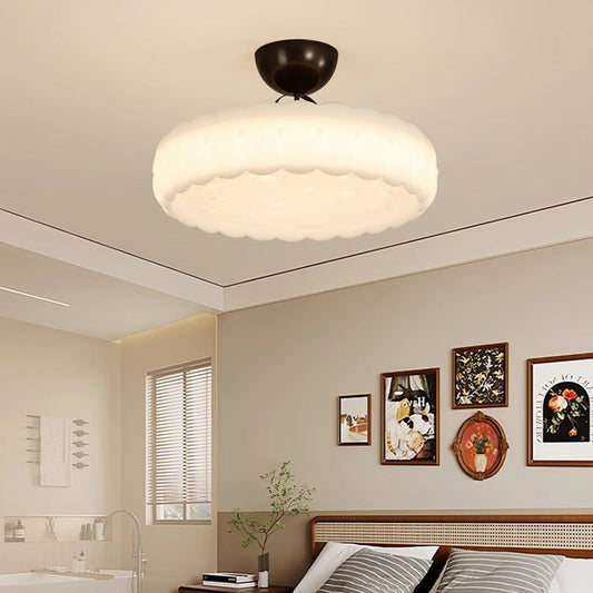 Modern Simplicity Cloud PE Shade Iron LED Semi-Flush Mount Ceiling Light For Bedroom