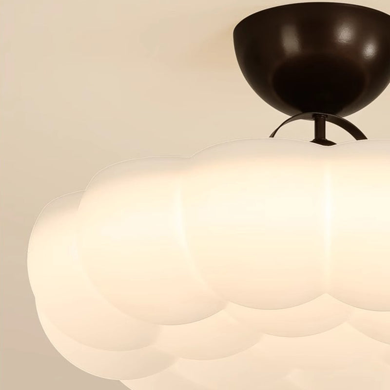 Modern Simplicity Cloud PE Shade Iron LED Semi-Flush Mount Ceiling Light For Bedroom