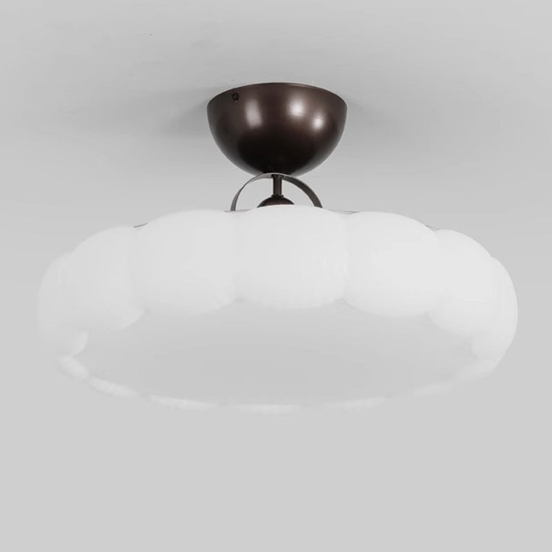 Modern Simplicity Cloud PE Shade Iron LED Semi-Flush Mount Ceiling Light For Bedroom