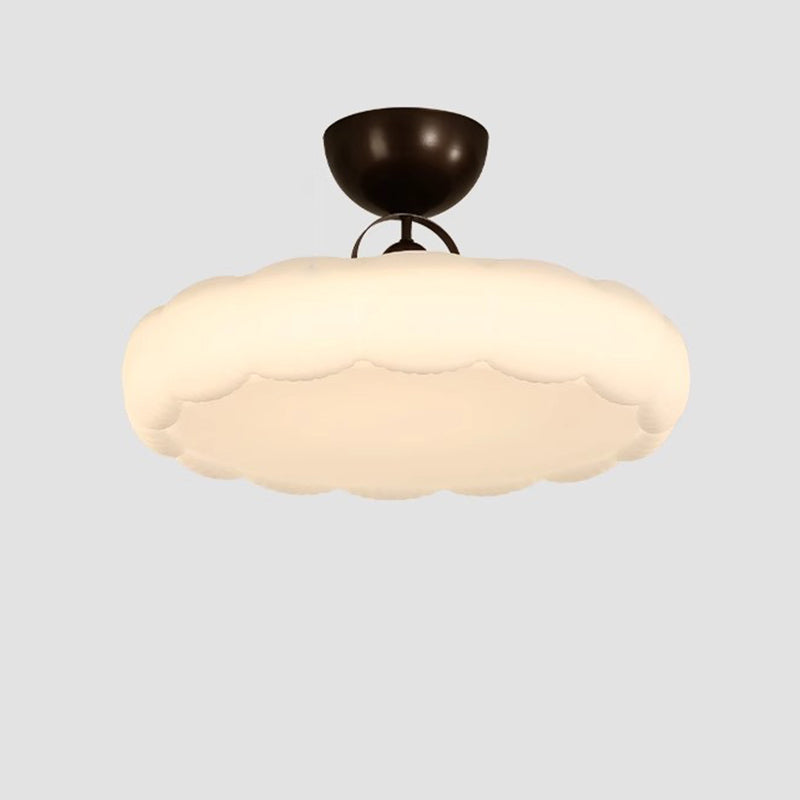 Modern Simplicity Cloud PE Shade Iron LED Semi-Flush Mount Ceiling Light For Bedroom