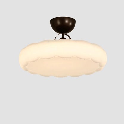 Modern Simplicity Cloud PE Shade Iron LED Semi-Flush Mount Ceiling Light For Bedroom