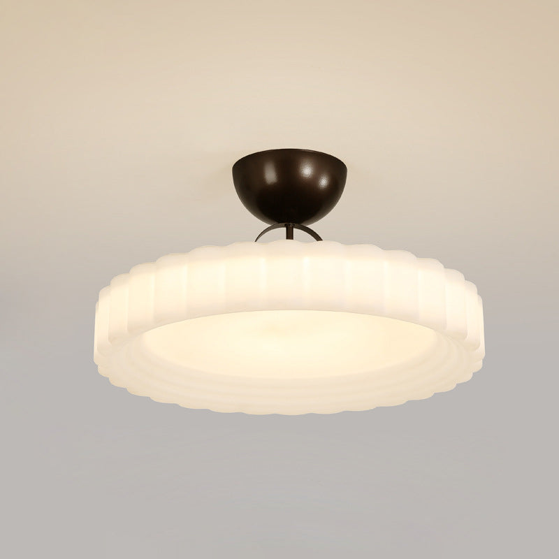 Modern Simplicity Cloud PE Shade Iron LED Semi-Flush Mount Ceiling Light For Bedroom