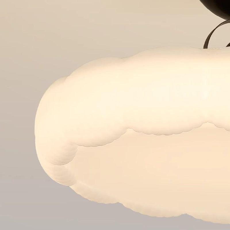 Modern Simplicity Cloud PE Shade Iron LED Semi-Flush Mount Ceiling Light For Bedroom