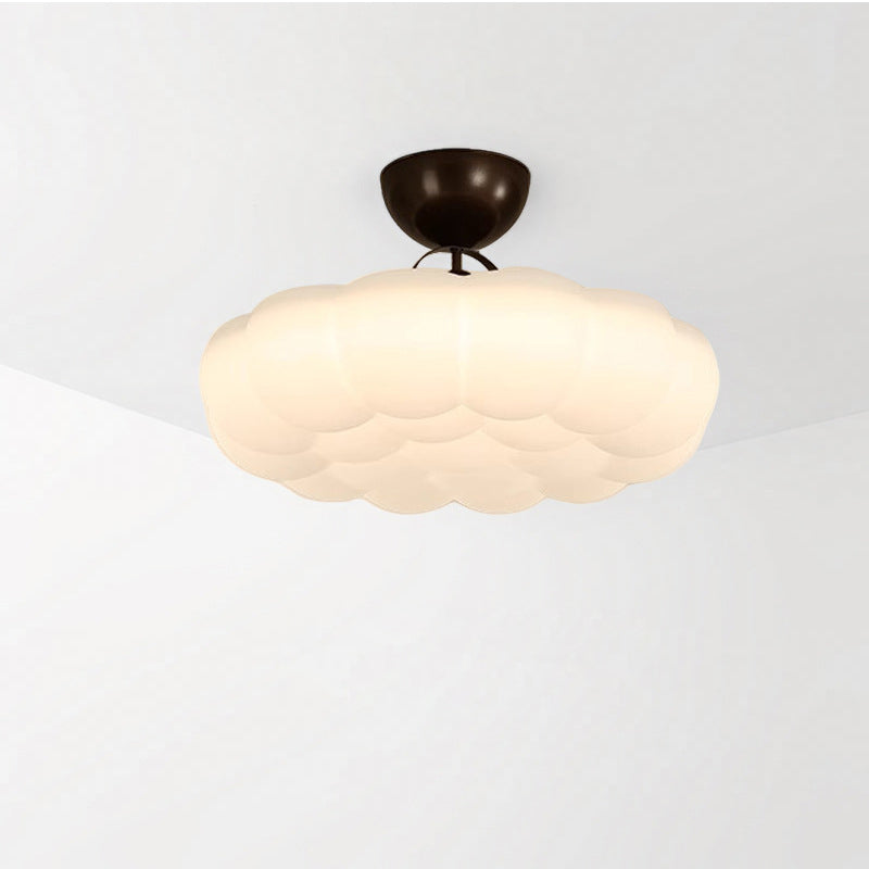 Modern Simplicity Cloud PE Shade Iron LED Semi-Flush Mount Ceiling Light For Bedroom