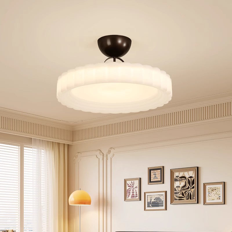 Modern Simplicity Cloud PE Shade Iron LED Semi-Flush Mount Ceiling Light For Bedroom
