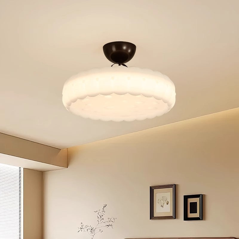 Modern Simplicity Cloud PE Shade Iron LED Semi-Flush Mount Ceiling Light For Bedroom