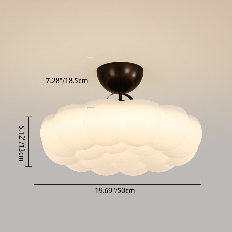 Modern Simplicity Cloud PE Shade Iron LED Semi-Flush Mount Ceiling Light For Bedroom
