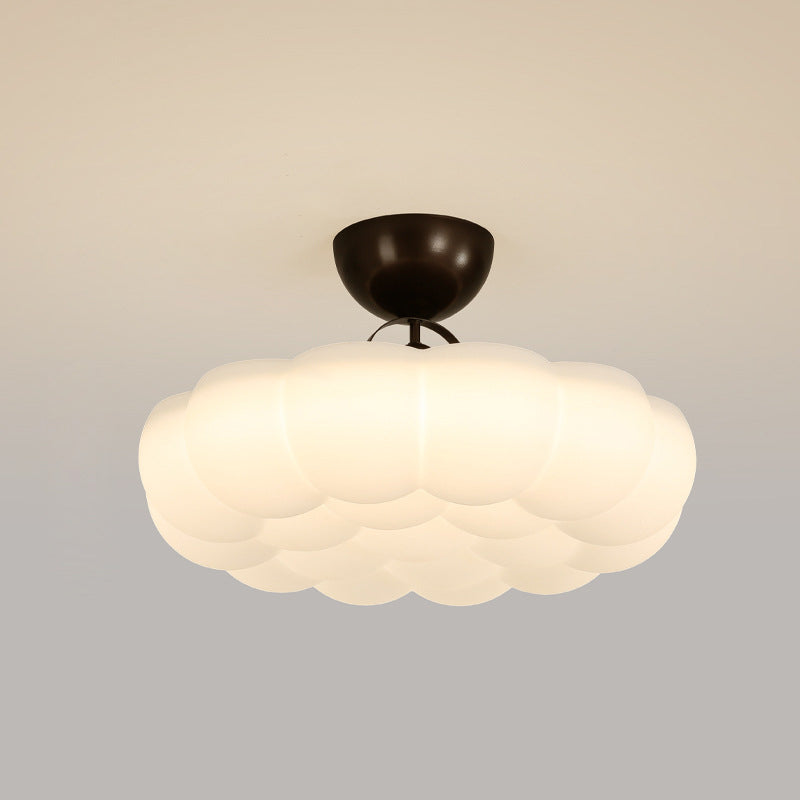 Modern Simplicity Cloud PE Shade Iron LED Semi-Flush Mount Ceiling Light For Bedroom