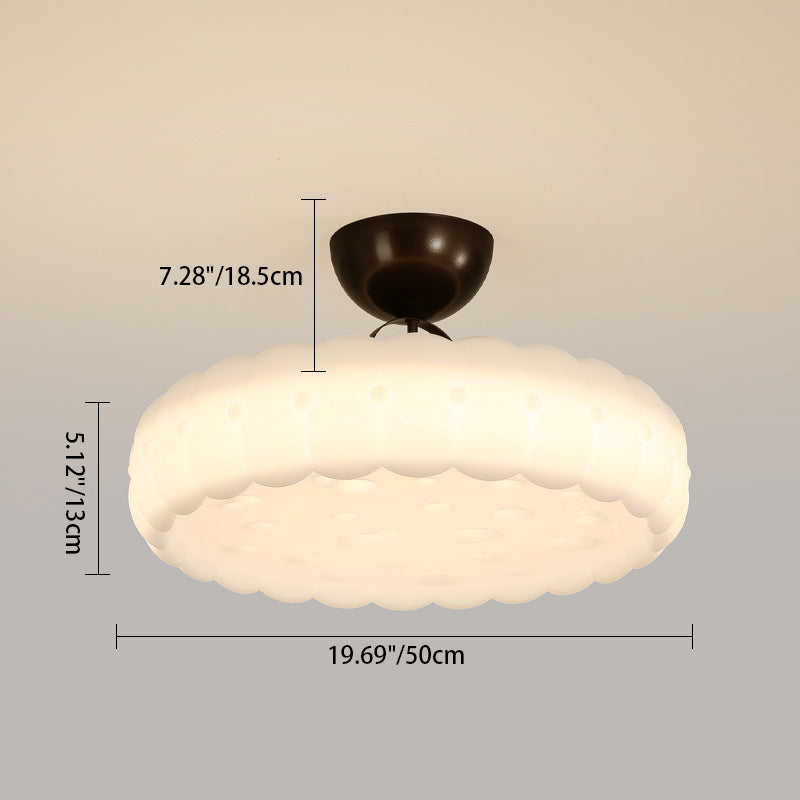 Modern Simplicity Cloud PE Shade Iron LED Semi-Flush Mount Ceiling Light For Bedroom