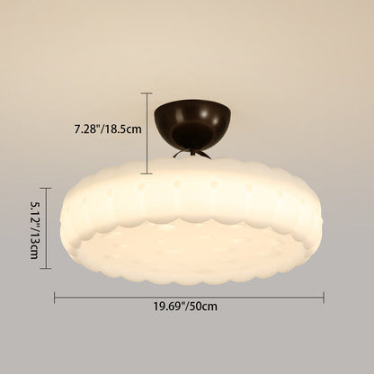 Modern Simplicity Cloud PE Shade Iron LED Semi-Flush Mount Ceiling Light For Bedroom