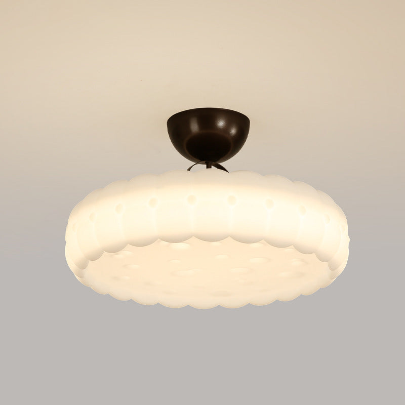 Modern Simplicity Cloud PE Shade Iron LED Semi-Flush Mount Ceiling Light For Bedroom