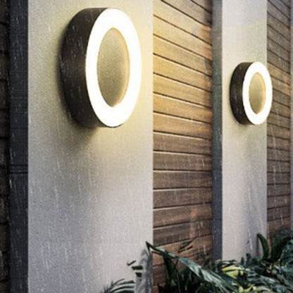 Contemporary Simplicity Oval Aluminum Acrylic LED Outdoor Wall Sconce Lamp For Outdoor Patio