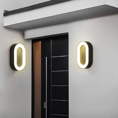 Contemporary Simplicity Oval Aluminum Acrylic LED Outdoor Wall Sconce Lamp For Outdoor Patio
