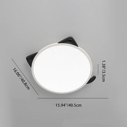 Contemporary Nordic Cartoon Cat Round Iron Aluminum LED Flush Mount Ceiling Light For Living Room