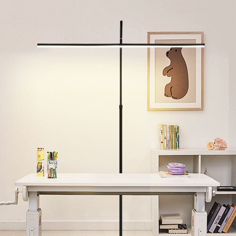 Modern Minimalist Linear Iron LED Reading Light Standing Floor Lamp For Living Room