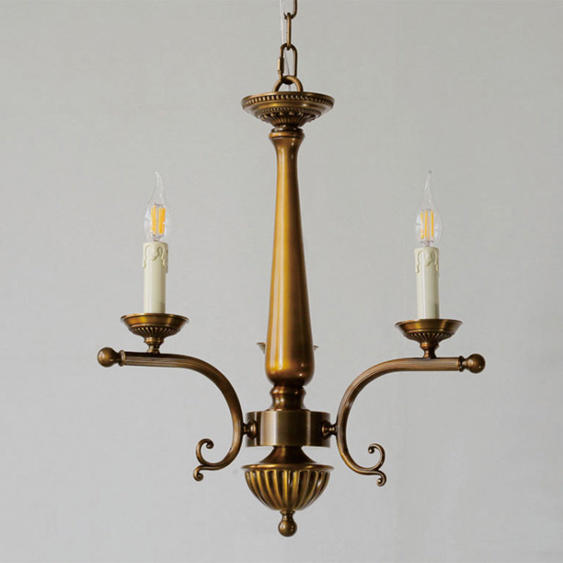 Traditional Vintage Antique Brass Distressed Candle Holder 3/6-Light Chandelier For Living Room