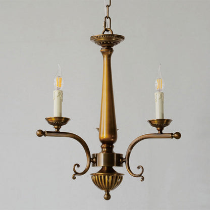 Traditional Vintage Antique Brass Distressed Candle Holder 3/6-Light Chandelier For Living Room