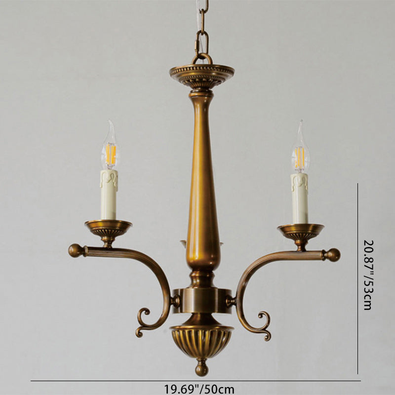 Traditional Vintage Antique Brass Distressed Candle Holder 3/6-Light Chandelier For Living Room
