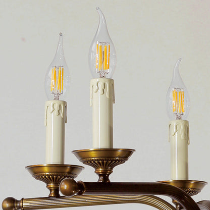 Traditional Vintage Antique Brass Distressed Candle Holder 3/6-Light Chandelier For Living Room