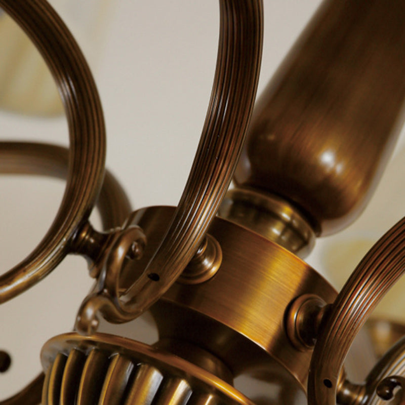 Traditional Vintage Antique Brass Distressed Candle Holder 3/6-Light Chandelier For Living Room