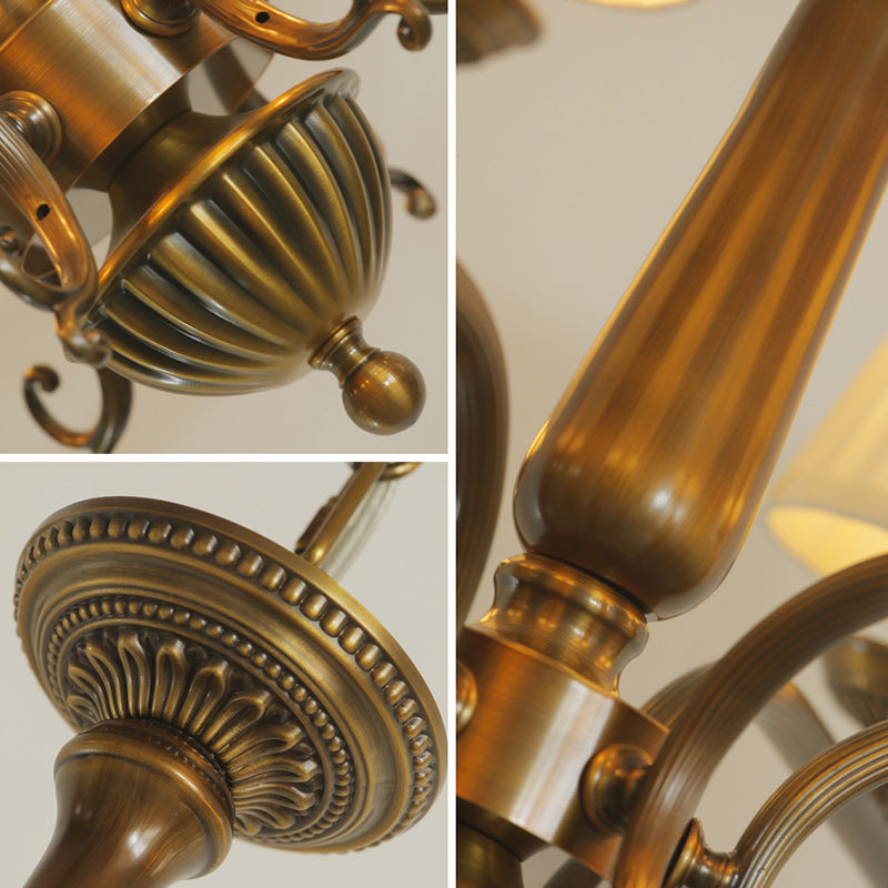 Traditional Vintage Antique Brass Distressed Candle Holder 3/6-Light Chandelier For Living Room