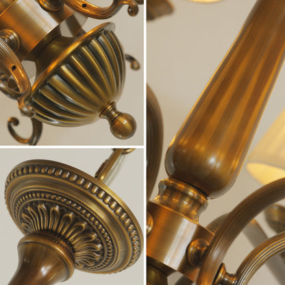 Traditional Vintage Antique Brass Distressed Candle Holder 3/6-Light Chandelier For Living Room